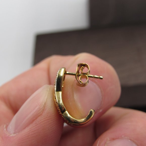 Sterling Silver Tri Color Diamond Stud Earrings - Picture 3 of 5